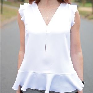 White Ruffle Blouse